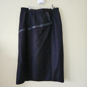 Vic St Laurent Vintage Skirt XL Black Midi Lined Pleather Accent Zip Canada Goth